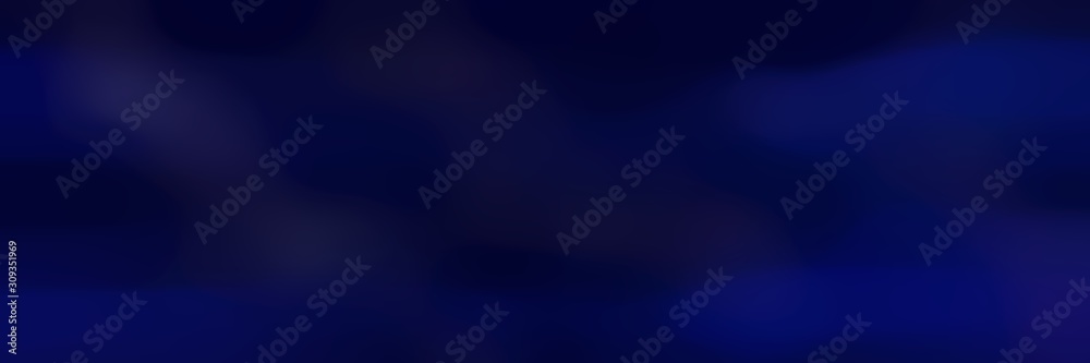 blurred bokeh horizontal background with very dark blue and midnight blue colors and space for text
