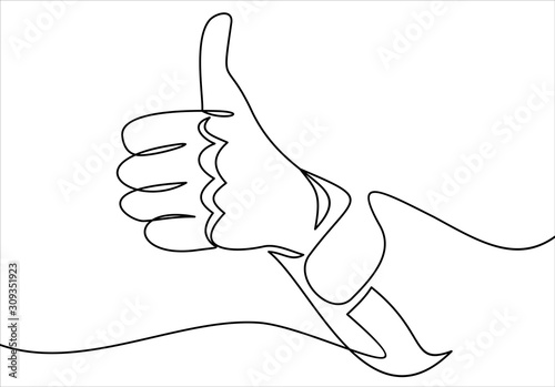 Thumbs up line-continuous line drawing