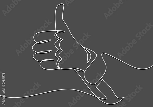 Thumbs up line-continuous line drawing