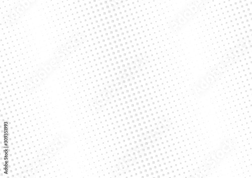 Abstract halftone dotted background. Futuristic grunge pattern, square, shadow. Gray modern optical pop art texture for posters, sites, business cards, cover, labels mock-up, vintage stickers