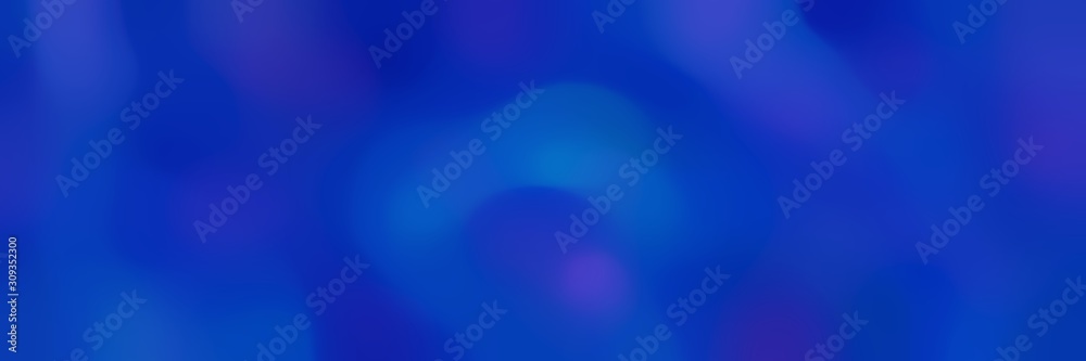 blurred bokeh horizontal background with strong blue and dark blue colors and space for text