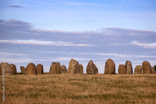 View to the stones of Ales stenar, South of Sweden
