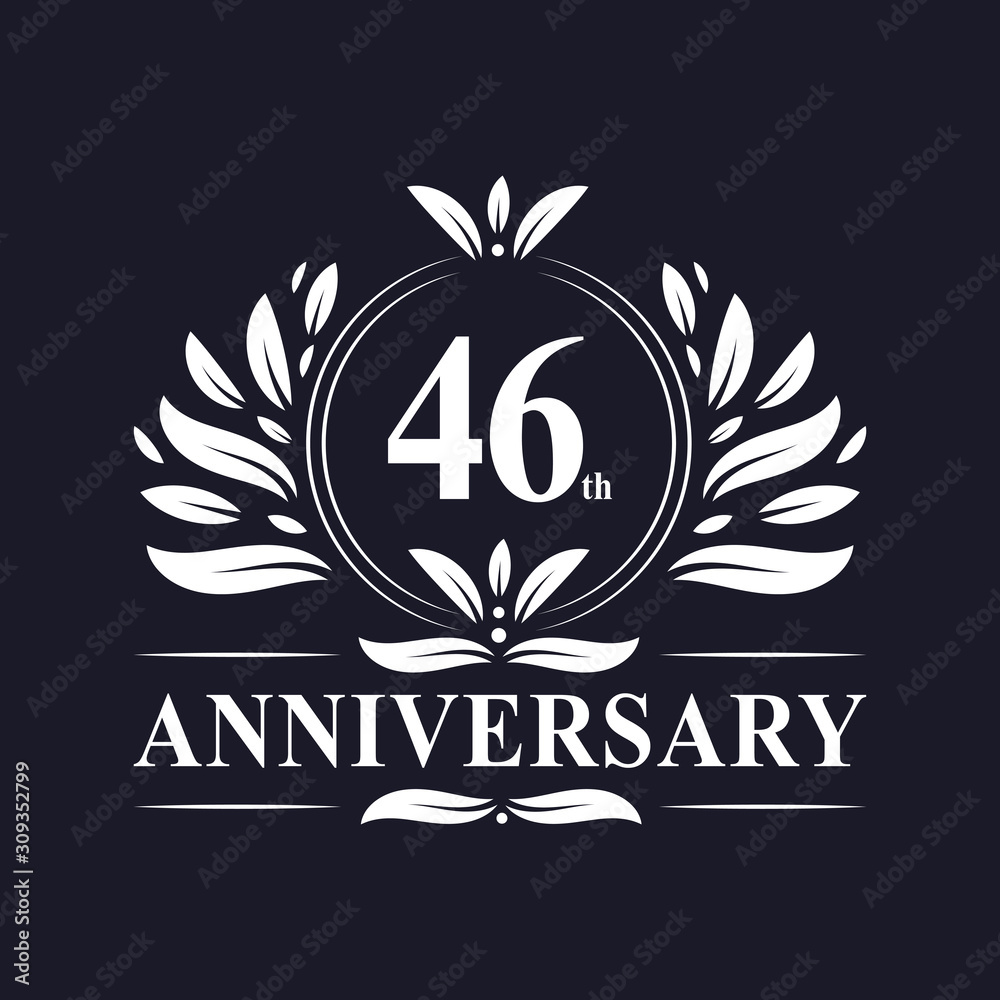 46 years Anniversary logo, luxurious 46th Anniversary design celebration. 46 years Anniversary logo, luxurious 46th Anniversary design celebration.