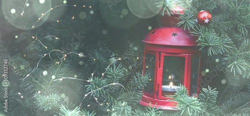 Tanne mit roter Laterne - W...