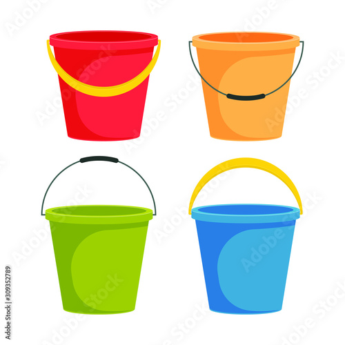 Bucket vector illustration in flat design isolated on white background