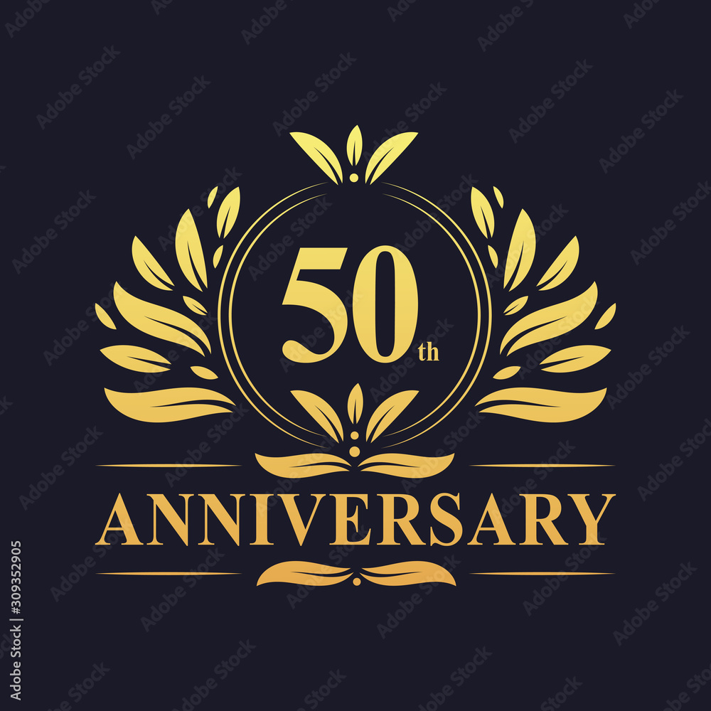 50th Anniversary Logo Luxurious Golden Color 50 Years Anniversary Logo