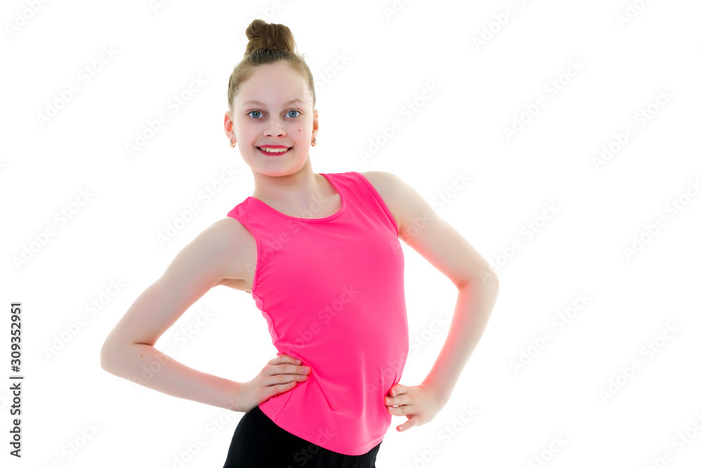 Girl gymnast performs exercises with the ball. Girl gymnast performs exercises with the ball.