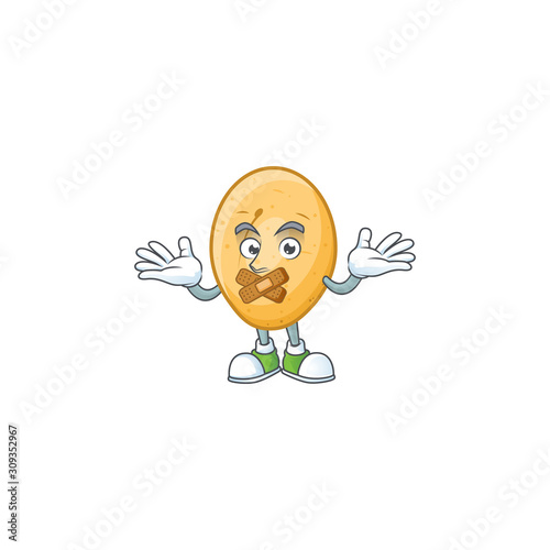Potato cartoon character style with silent gesture