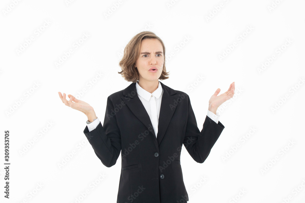 Portrait of young business woman on white isolated background. Portrait of young business woman on white isolated background.