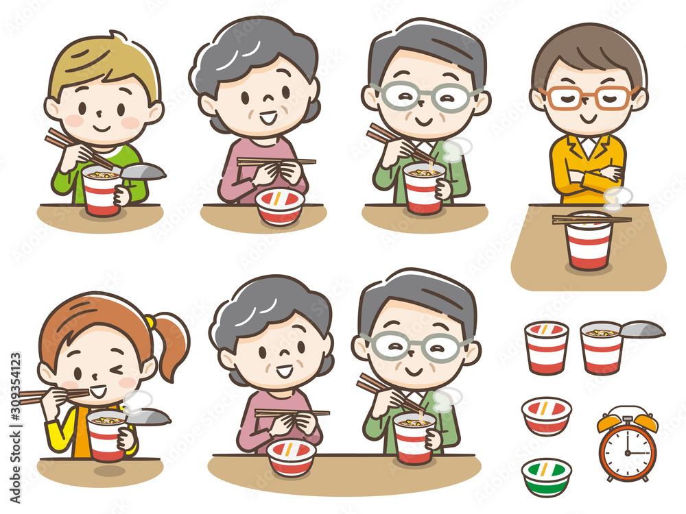 カップラーメンを食べる人々 カップラーメンを食べる人々