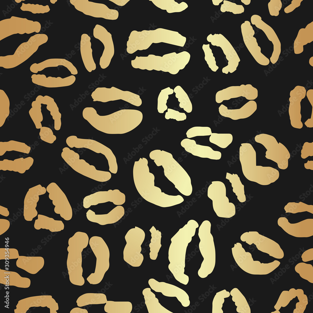Foto auf Acrylglas mit Gold-Leopard-Druck-Wiederholungsmuster #309354946