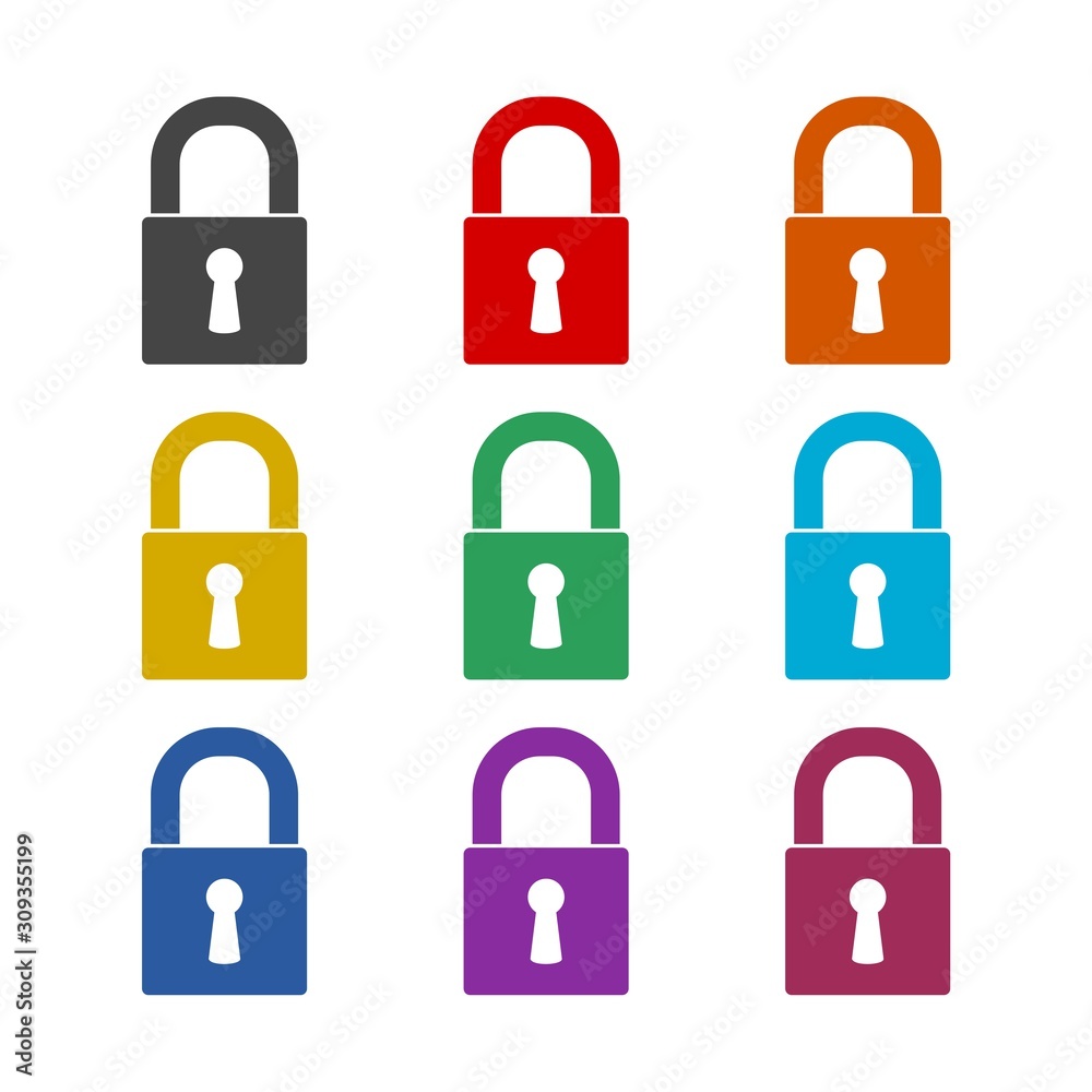 Lock, Encryption color icon set isolated on white background Lock, Encryption color icon set isolated on white background