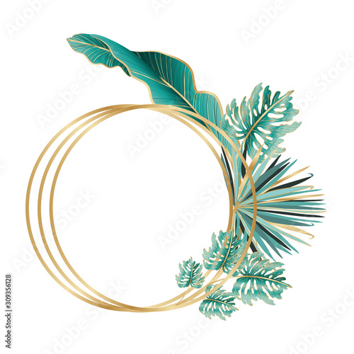 Isolated tropical green leaves vector design