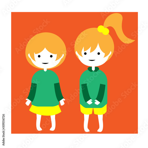 女の子二人イラスト