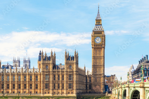 Big Ben and Houses of Parliament in London  UK