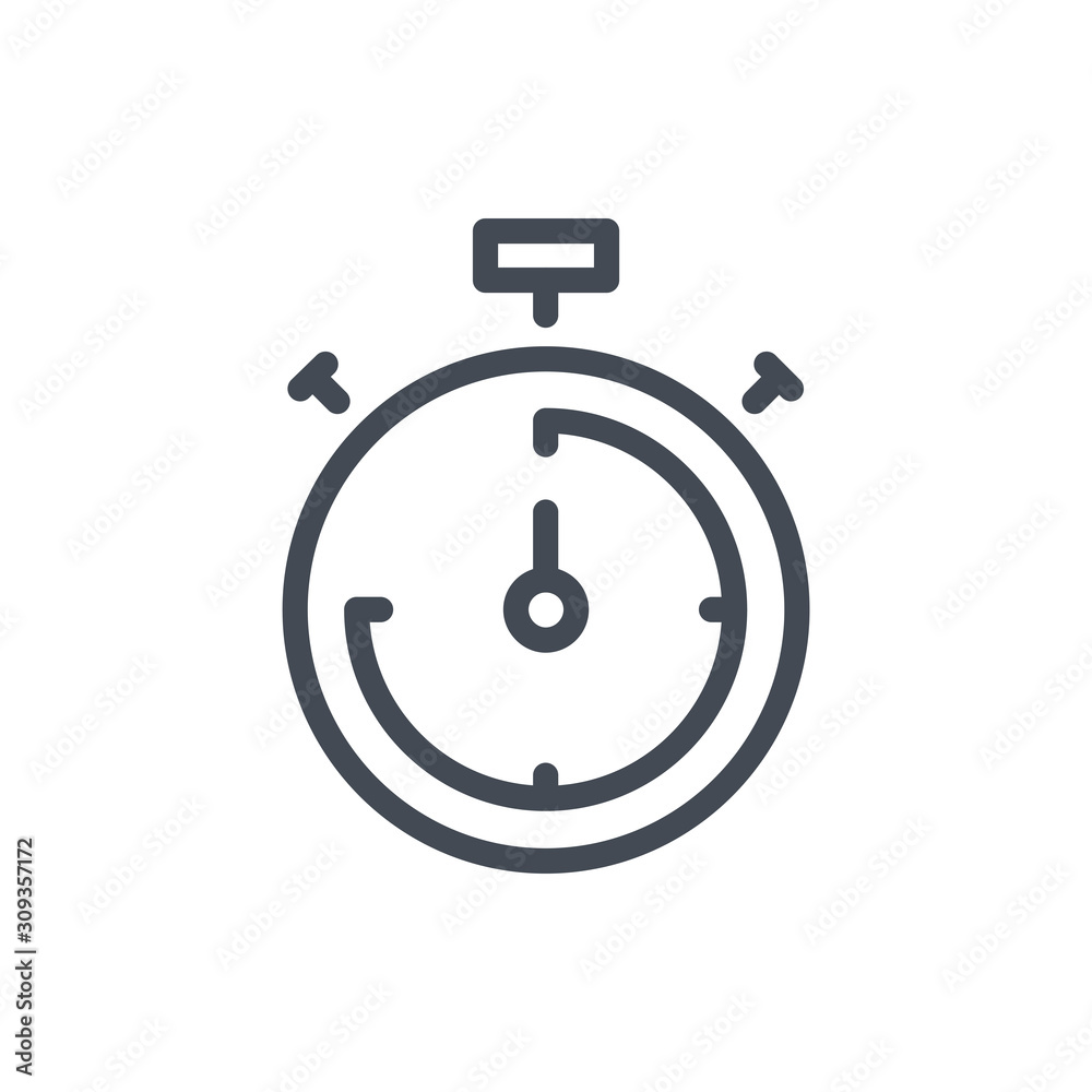 Stopwatch with time piece line icon. Timer countdown vector outline sign. Stopwatch with time piece line icon. Timer countdown vector outline sign.