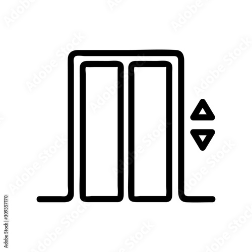 Elevator door icon vector. A thin line sign. Isolated contour symbol illustration