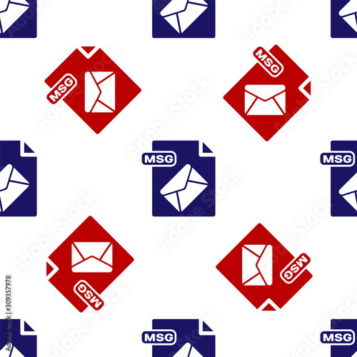 Blue and red MSG file document. Download msg button icon isolated seamless pattern on white background. MSG file symbol. Vector Illustration