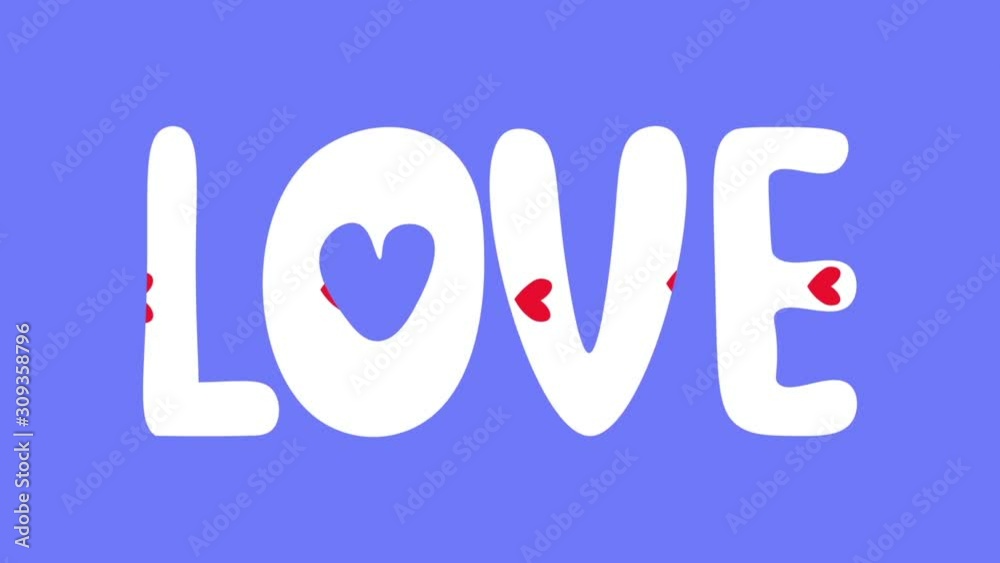 Bright, simple animation of falling hearts and love text. Valentine's Day greeting template. Bright, simple animation of falling hearts and love text. Valentine's Day greeting template.