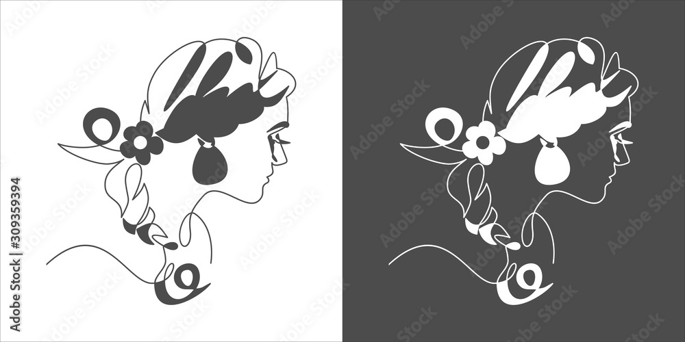 Abstract portrait of romantic woman face. illustration.