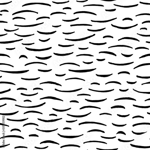 Seamless pattern with abstract simple elements on a white background. Hand drawn doodle illustration with lines. Design template, fabric, wallpaper, cover, packaging, wrapper.