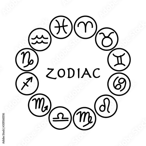 Zodiacal set with astrology signs for your design