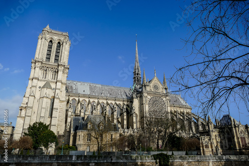 Fotografie Notre Dame de paris Church cathedral detail, Photo image a Beautiful panoramic v