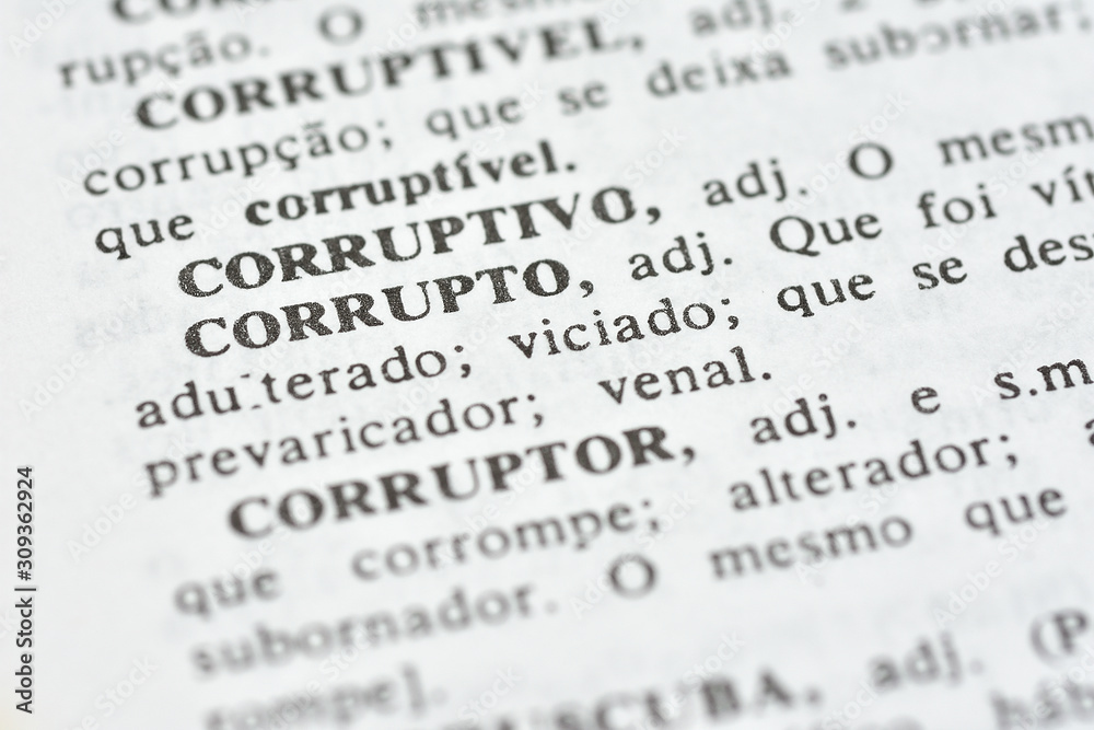 A palavra Corrupto impressa num dicionário A palavra Corrupto impressa num dicionário