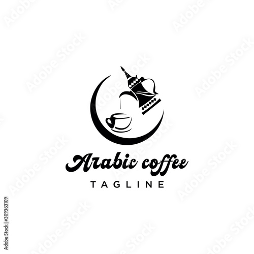 Arabic coffee vector logo. coffee cup design