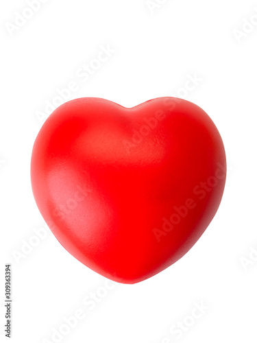 red heart on white background.  clipping path 