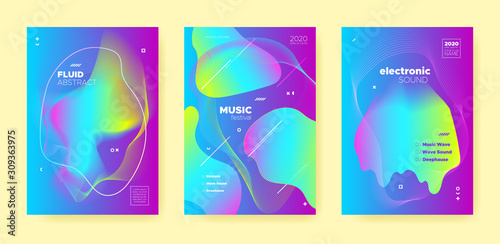 Pink House Music Poster. Wave Gradient Blend. 
