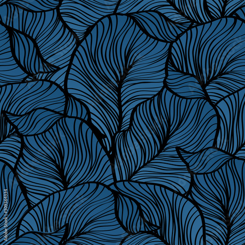 Vector illustration Retro seamless pattern with abstract leaves