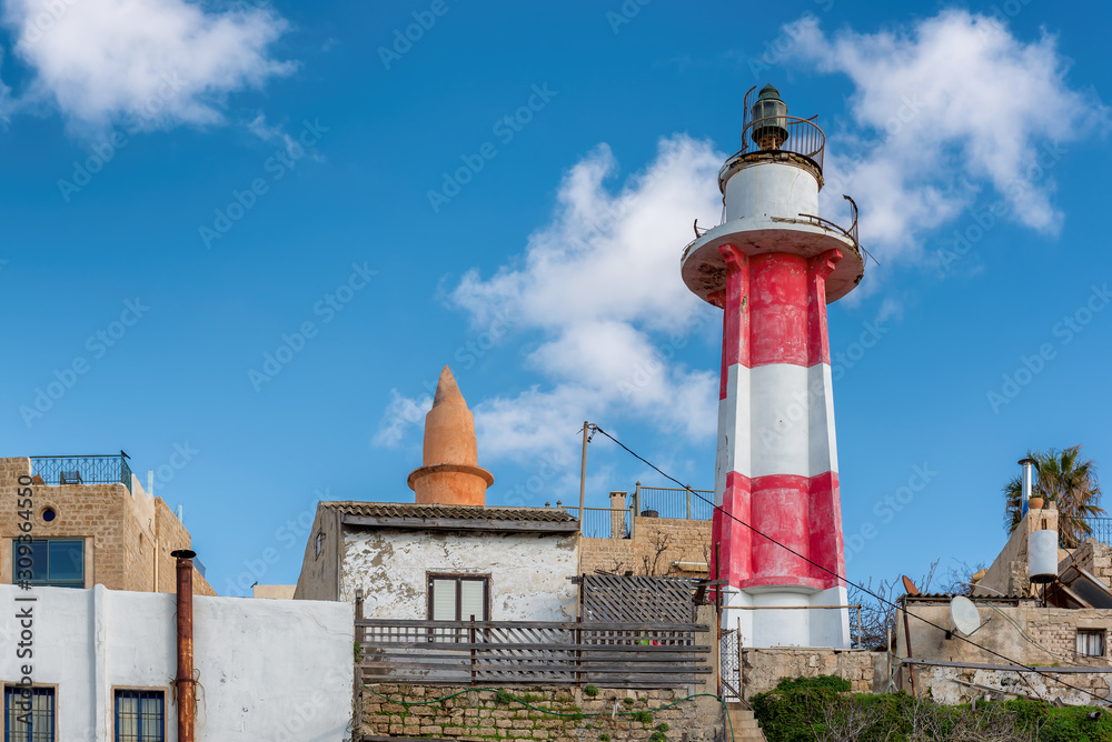 Old lighthouse at the old Jaffa port. Tel Aviv, Israel