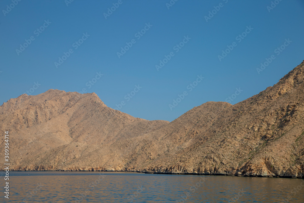 Mountains on the Indian Ocean in Oman