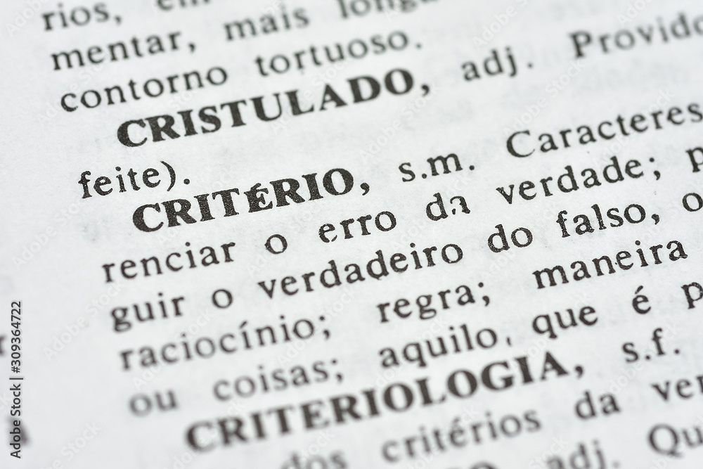 A palavra Critério impressa num dicionário A palavra Critério impressa num dicionário