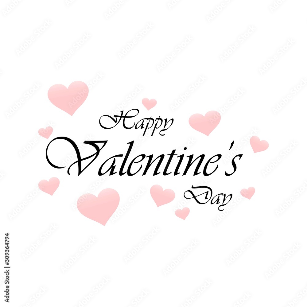valentines day vector. Hearts around the inscription on a white background