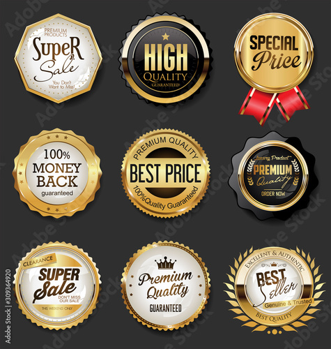 Black and gold badges illustration super sale collection