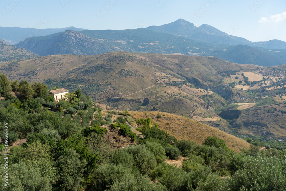 Summer landscape in Calabria, Italy, near Castrovillari