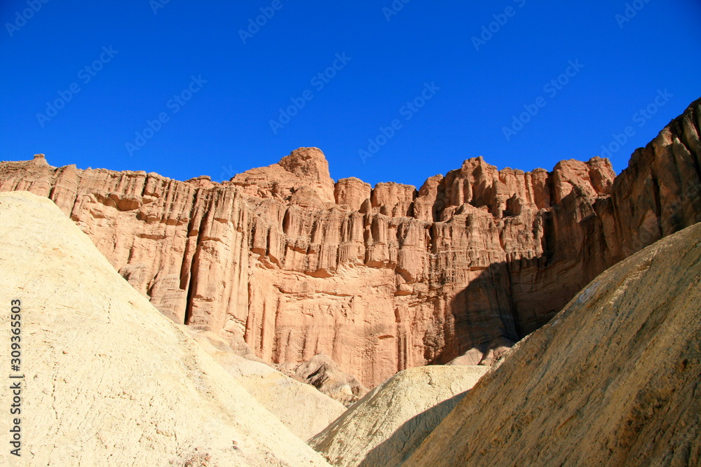 Red Cathedral Canyon Ridge golden sunset in Death Valley National Park Red Cathedral Canyon Ridge golden sunset in Death Valley National Park