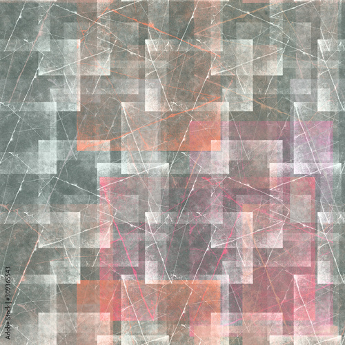 Seamless abstract pattern. Grunge print in gray-red color. Cracks and scuffs.