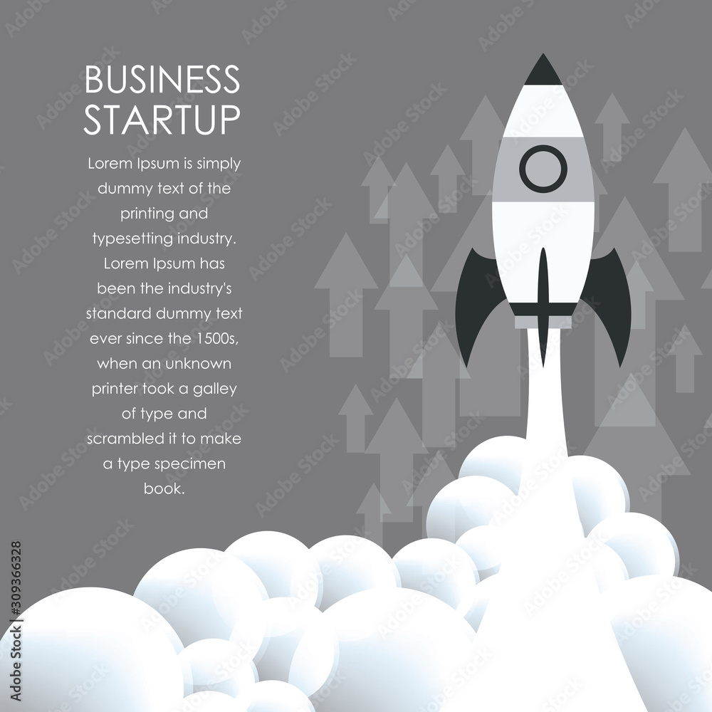 Fototapeta premium Flat design concept of startup, launch product or service. Vector illustration for website banner