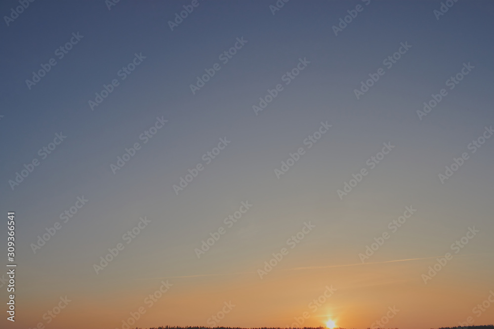 sunset over the forest on a summer evening