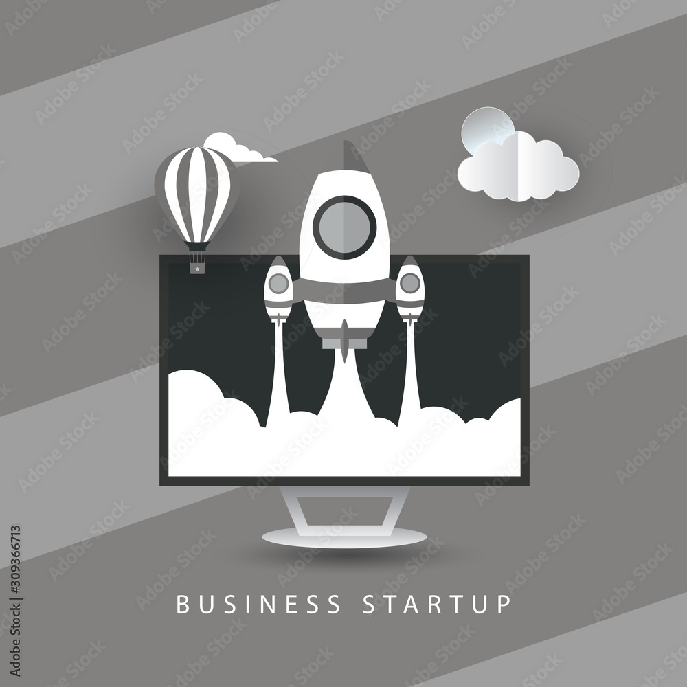 Flat design business startup launch concept, rocket icon. Vector illustration. Flat design business startup launch concept, rocket icon. Vector illustration.