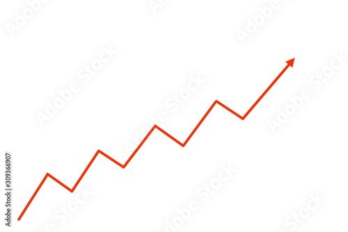 business growth arrow graph on white and black background