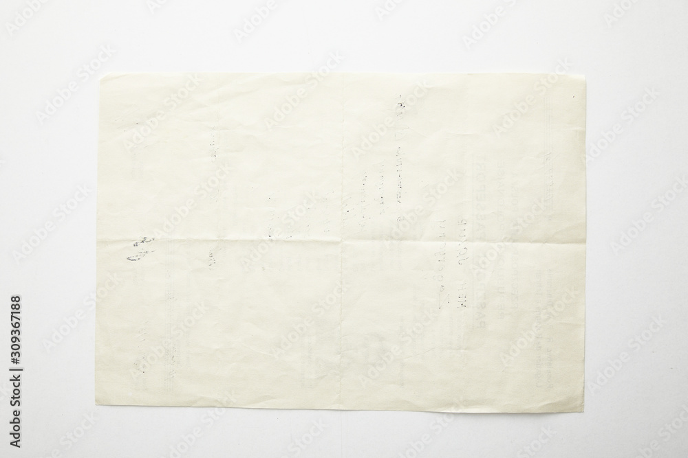 Obraz premium top view of empty vintage paper on white background