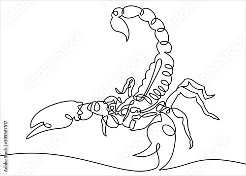 Scorpion one line art drawing.symbol for website design