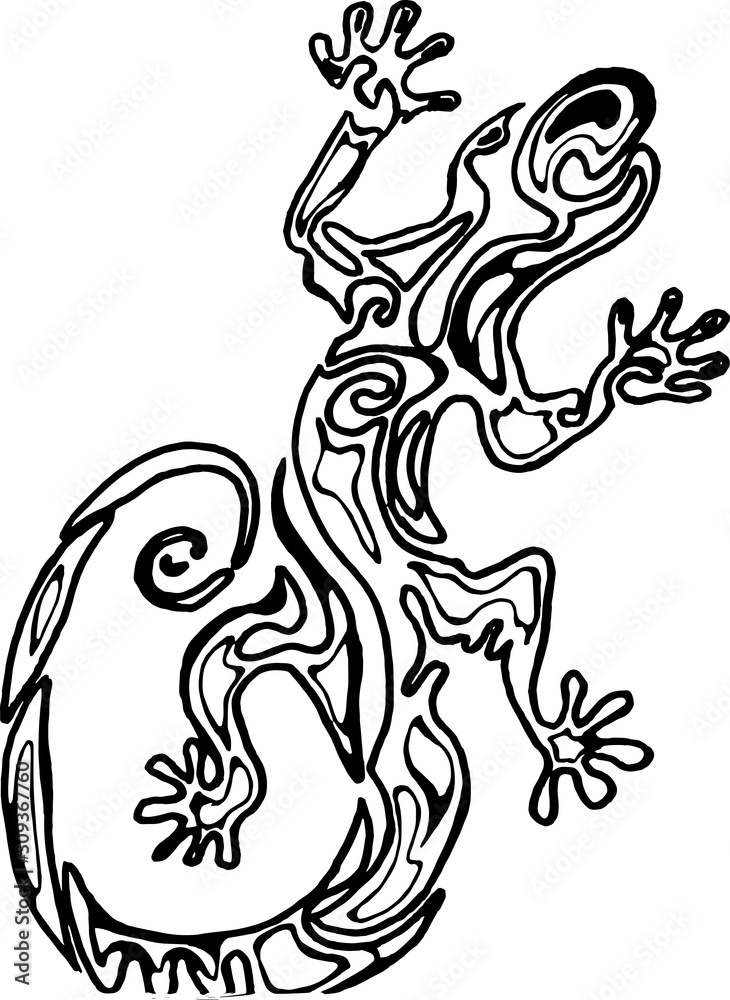 Obraz premium Illustration of a lizard with an ornament inside. Ancient reptile.