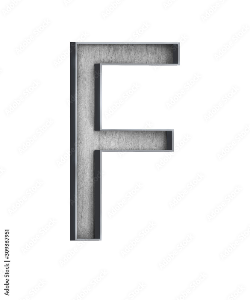 wooden letter with metal outer frame letter F wooden letter with metal outer frame letter F