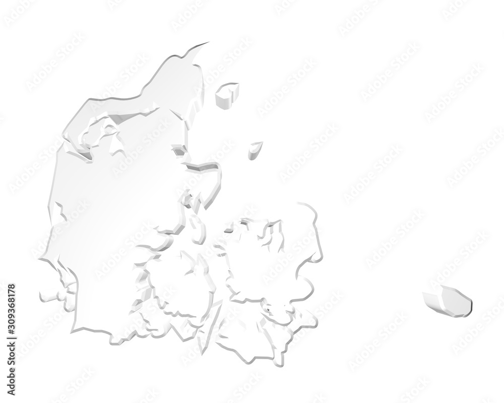 3d illustration of map of country of denmark