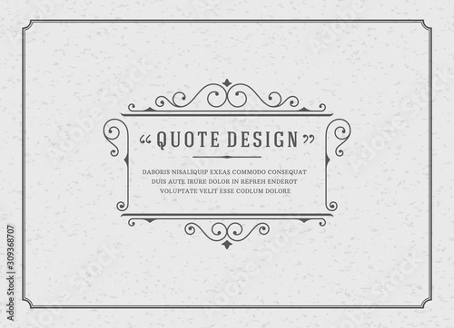 Vintage ornament quote marks box flourish frame vector template design and place for text